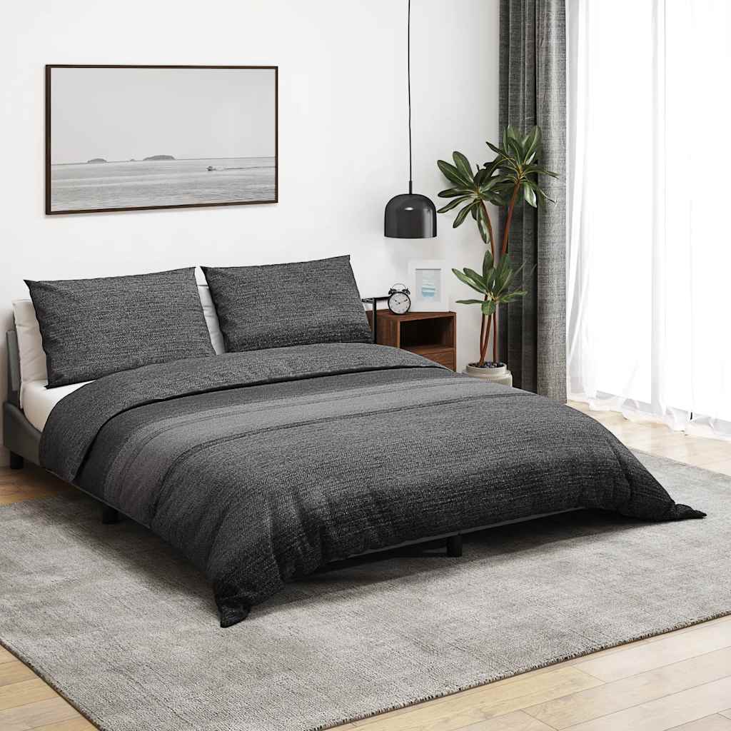 Duvet Cover Set Dark Gray 200x200 cm Cotton