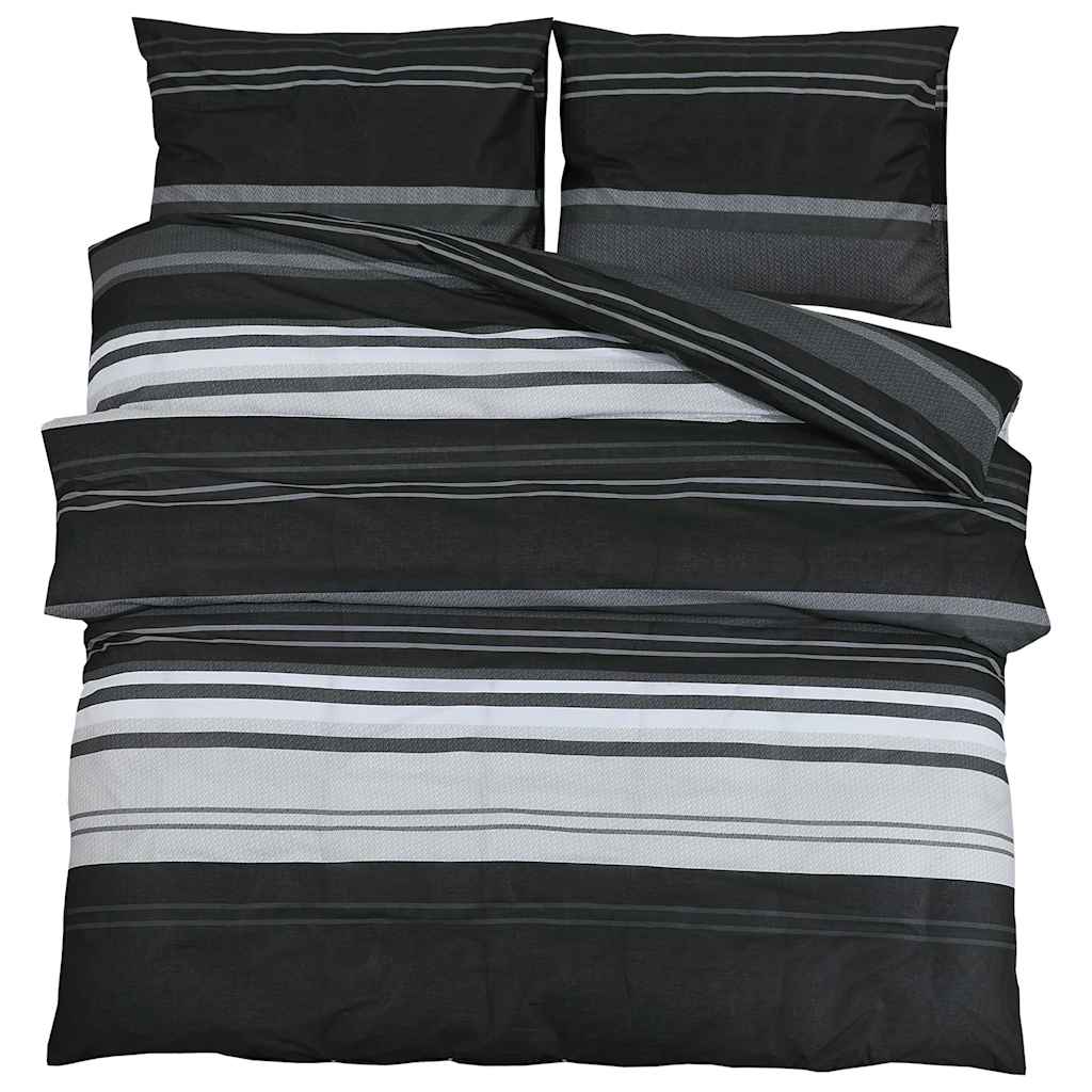 Parure de lit noir et blanc 200x200 cm coton