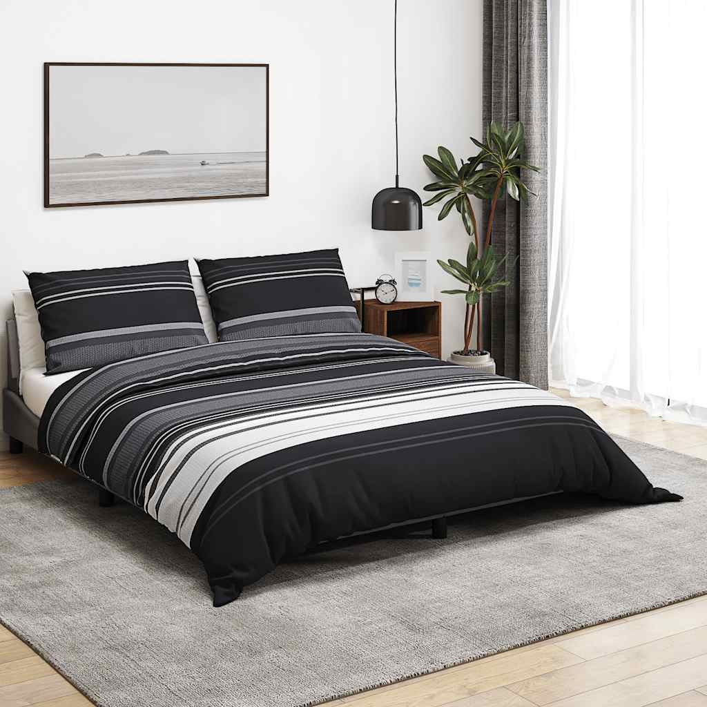 Parure de lit noir et blanc 200x200 cm coton