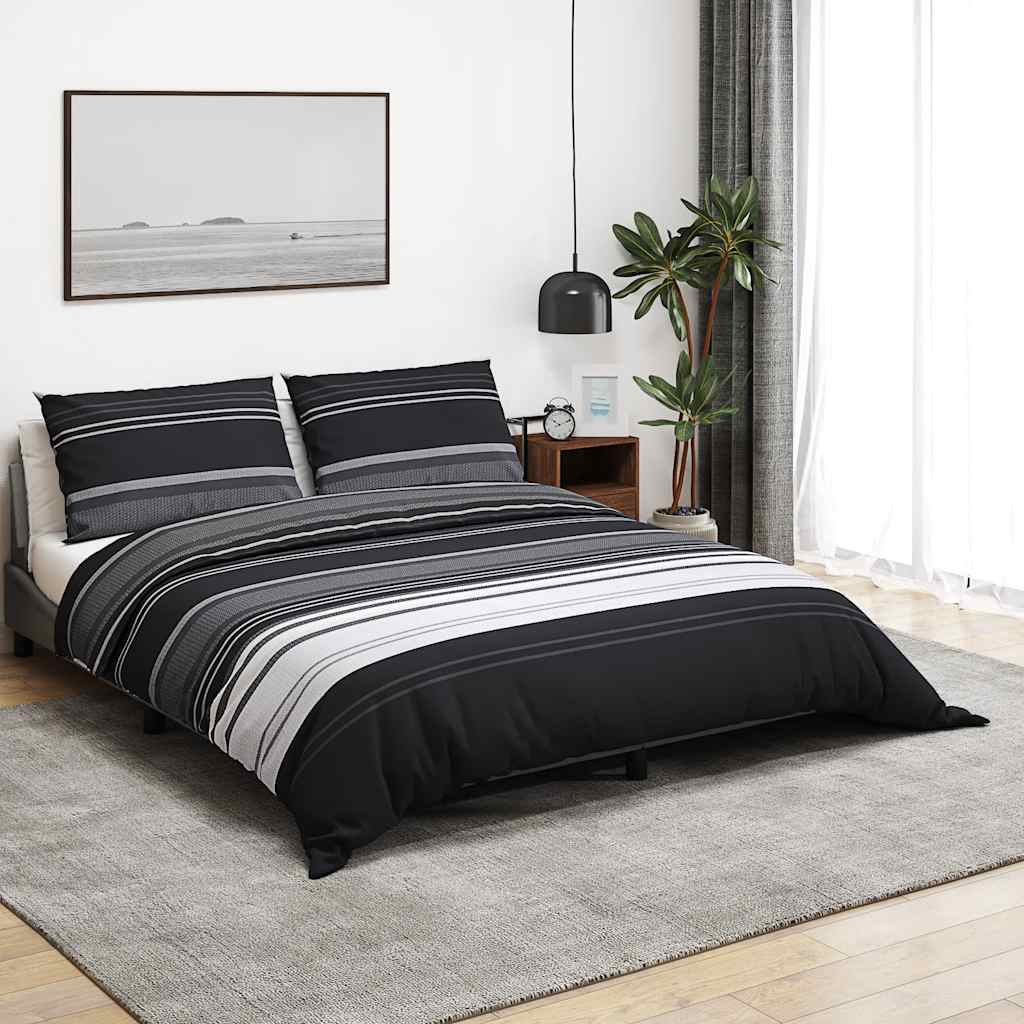 Parure de lit noir et blanc 260x240 cm coton