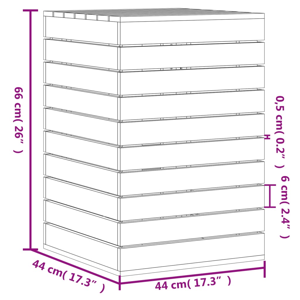 Coffre à linge 44x44x66 cm Pin massif
