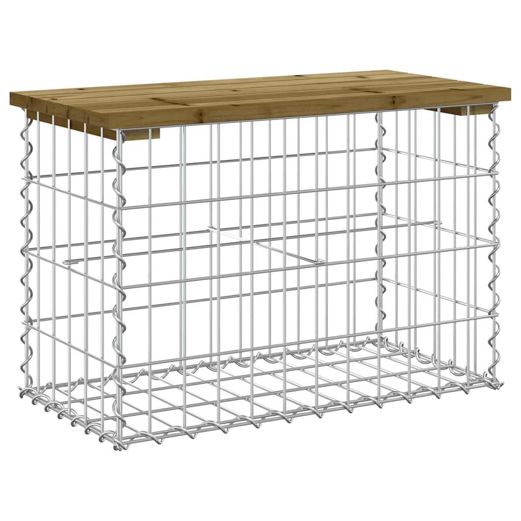Gartenbank aus Gabionen 63x31,5x42 cm Kiefernholz Imprägniert
