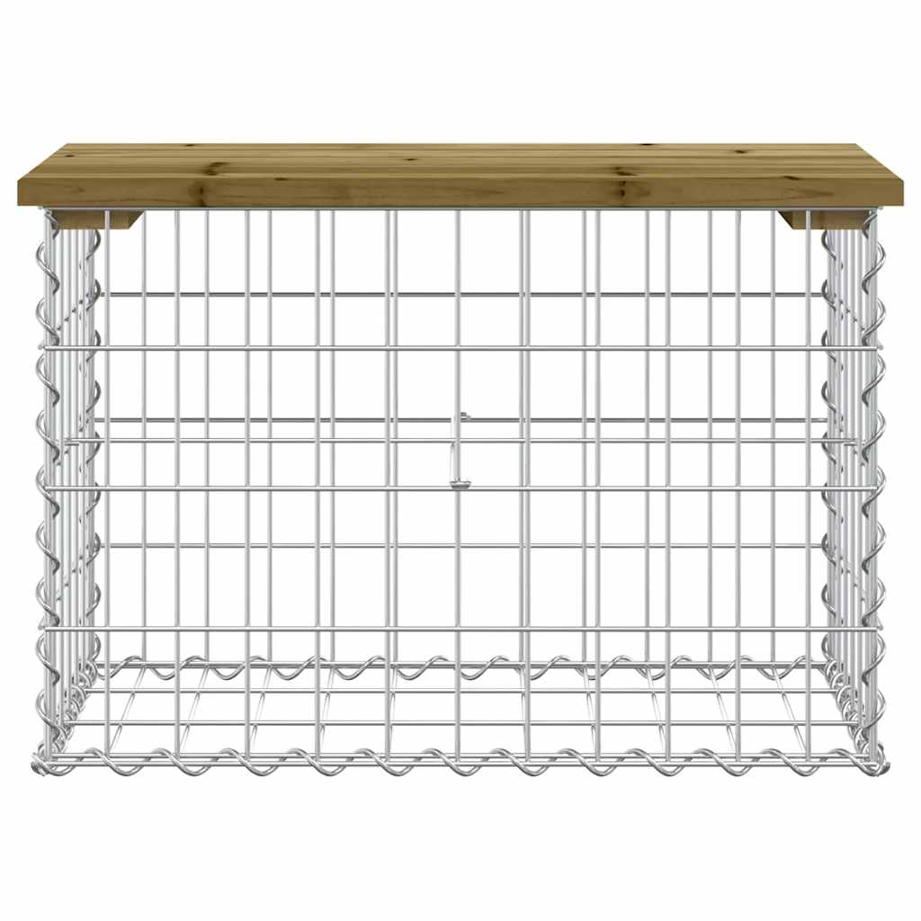 Gartenbank aus Gabionen 63x31,5x42 cm Kiefernholz Imprägniert