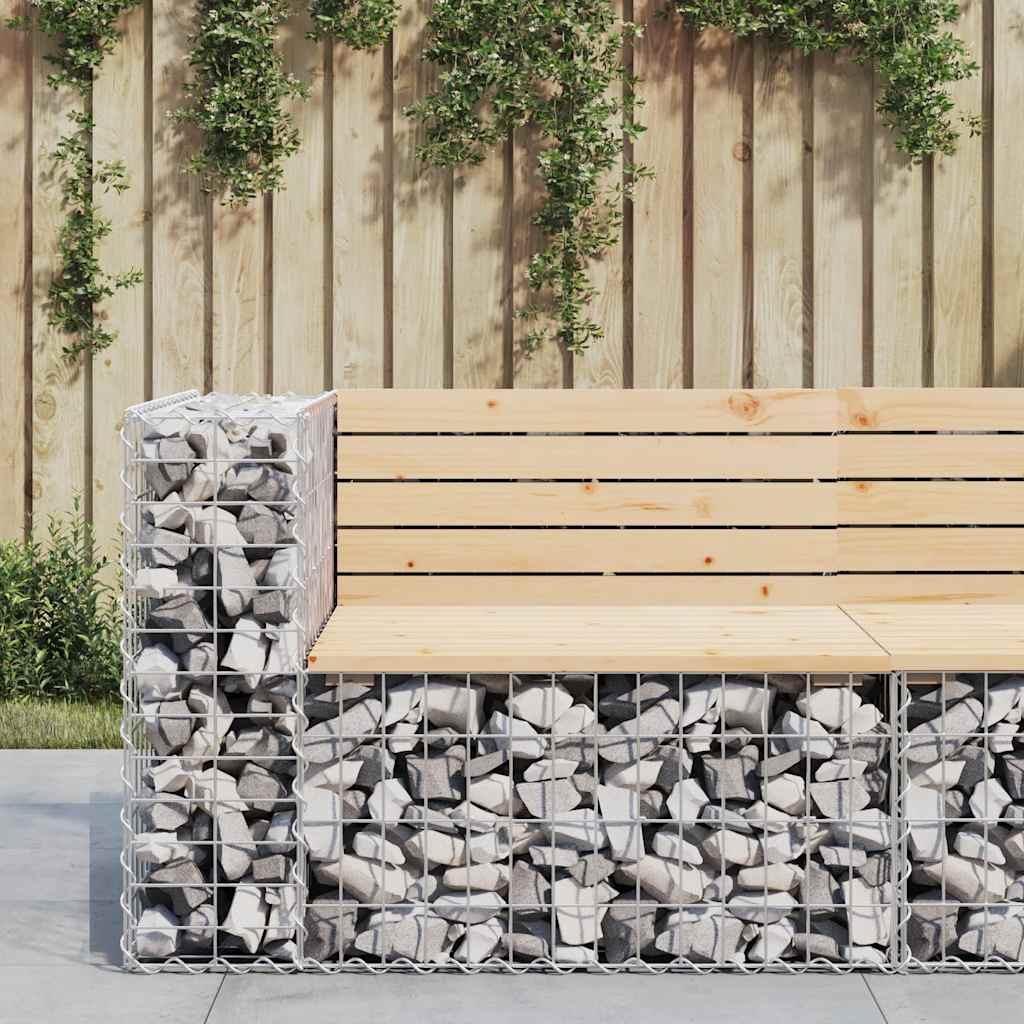 Gartenbank aus Gabionen 92x71x65,5 cm Massivholz Kiefer