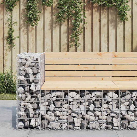 Gartenbank aus Gabionen 92x71x65,5 cm Massivholz Kiefer