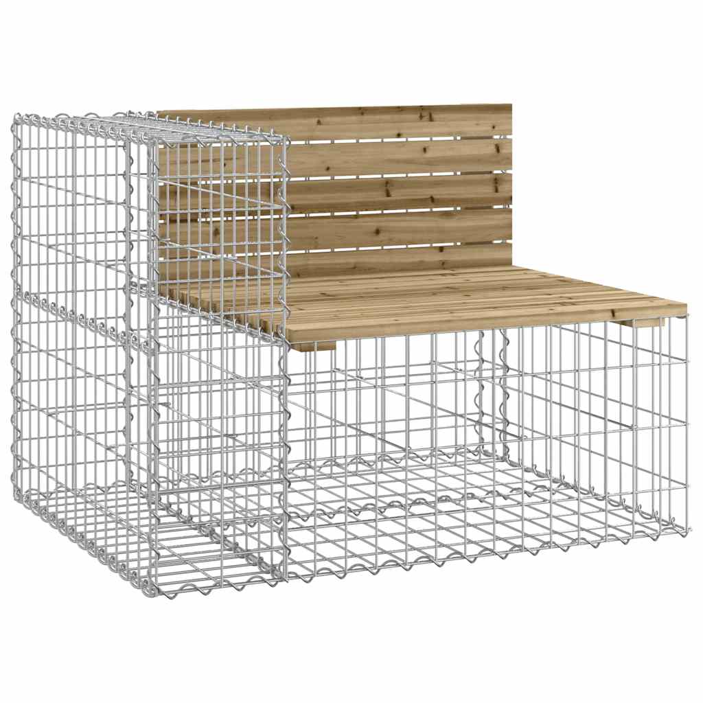 Gartenbank aus Gabionen 184x71x65,5 cm Kiefernholz Imprägniert