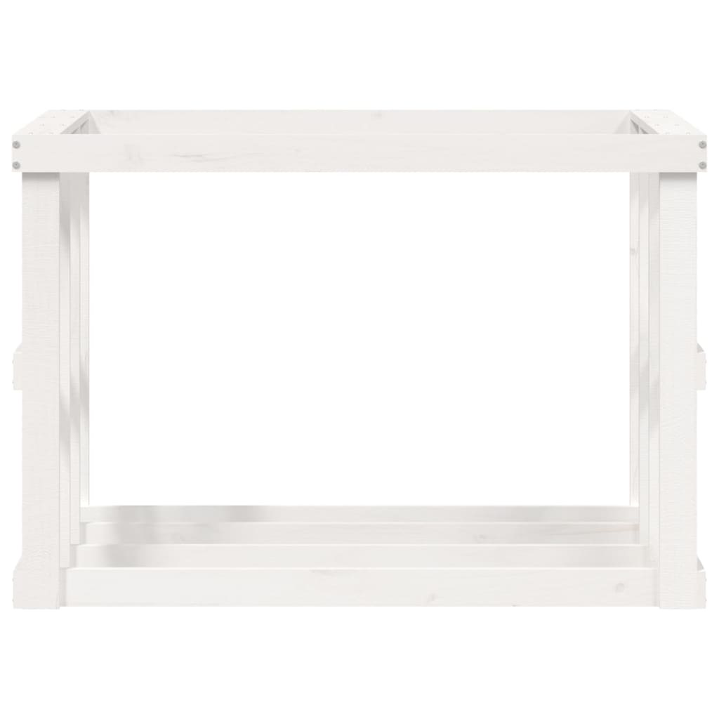 Outdoor-Kaminholzregal Weiß 108x52x74 cm Massivholz Kiefer
