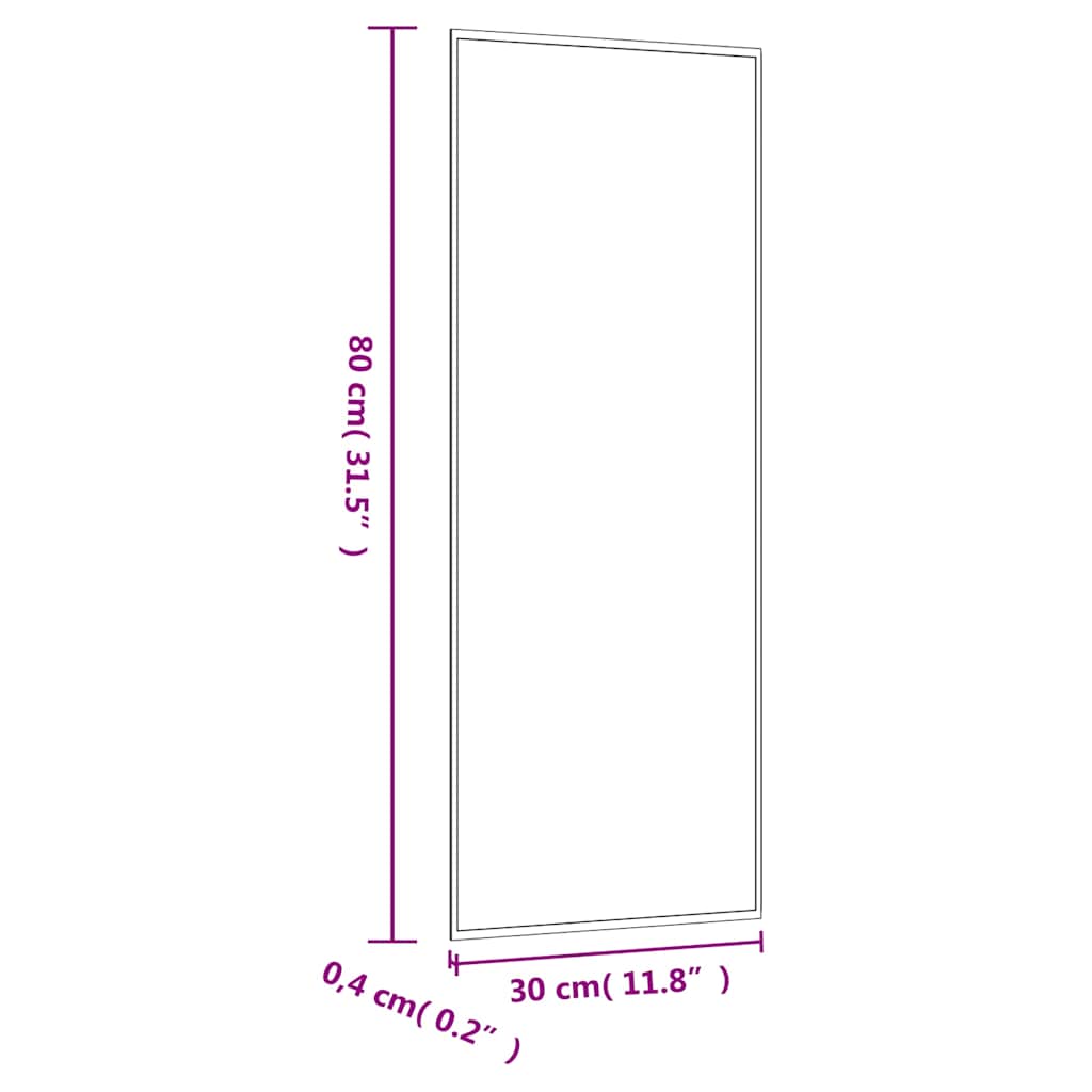 Miroir mural 30x80 cm verre rectangulaire