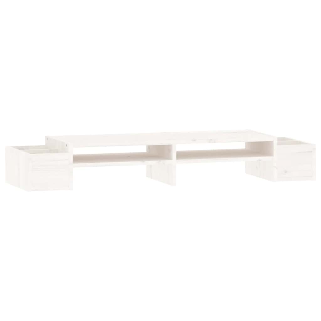Support d'écran blanc 100x27,5x15 cm en pin massif
