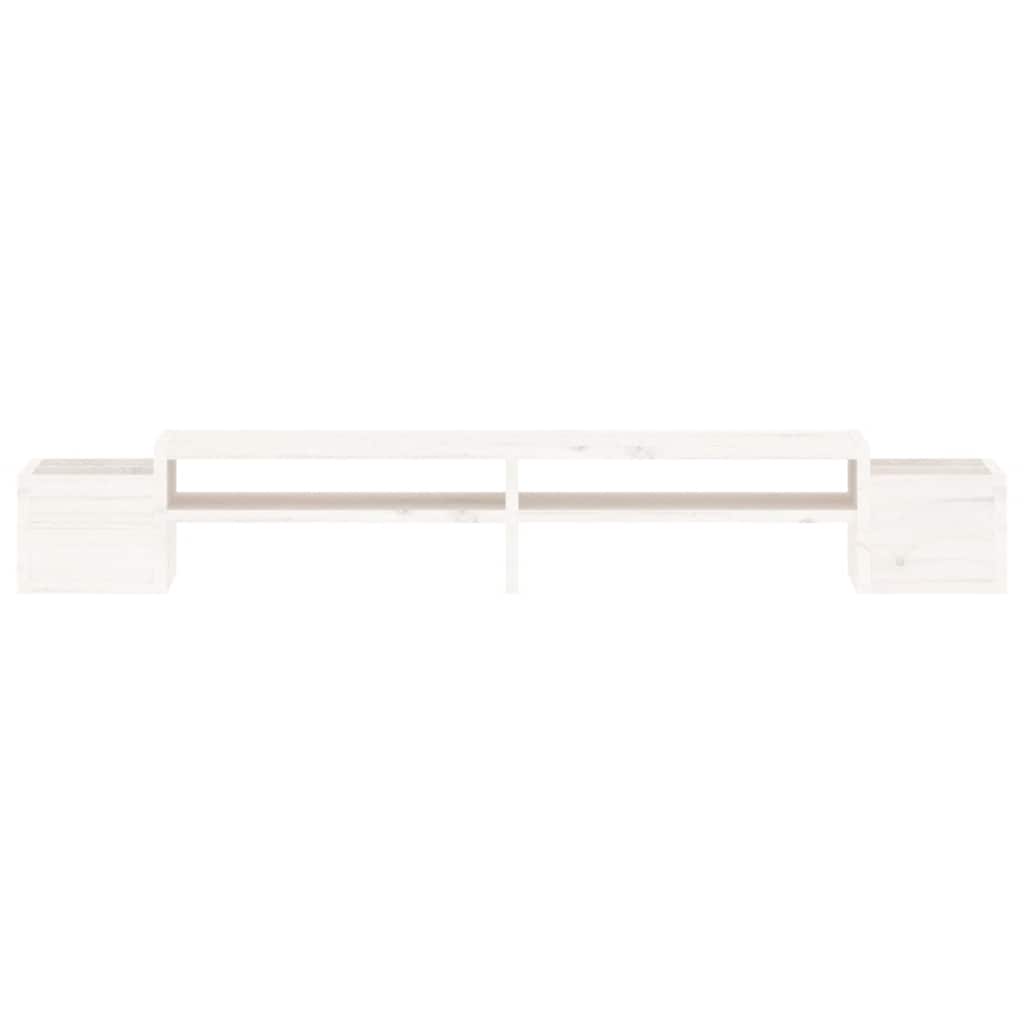 Support d'écran blanc 100x27,5x15 cm en pin massif