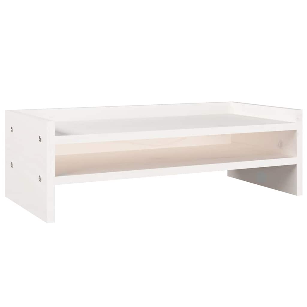 Support moniteur blanc 50x24x16 cm Pin massif