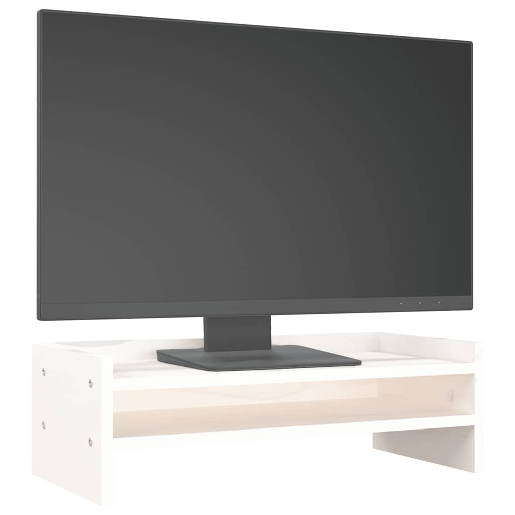 Support moniteur blanc 50x24x16 cm Pin massif