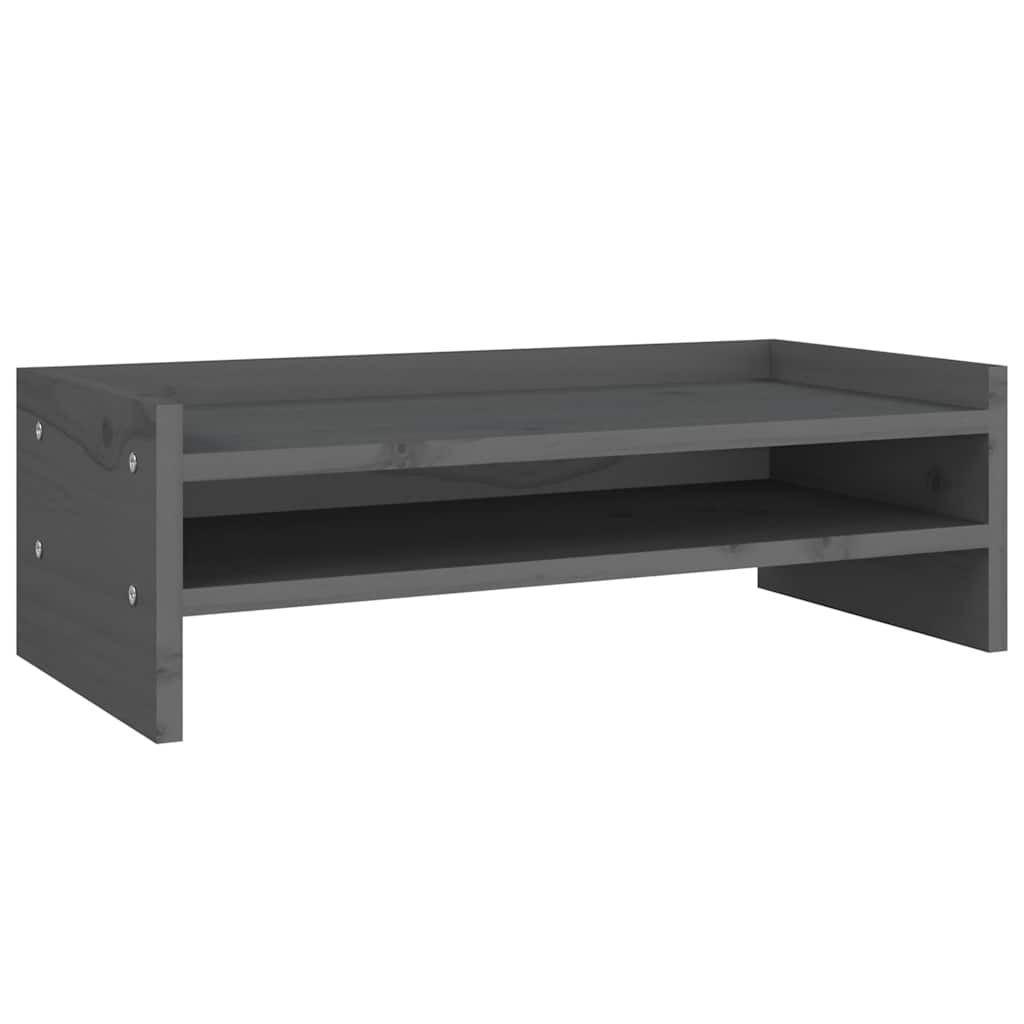 Support d'écran gris 50x24x16 cm bois de pin massif