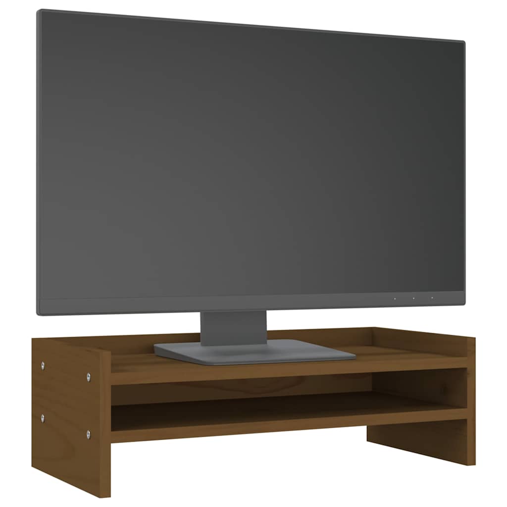 Support d'écran Marron Miel 50x24x16 cm Bois Massif Pin
