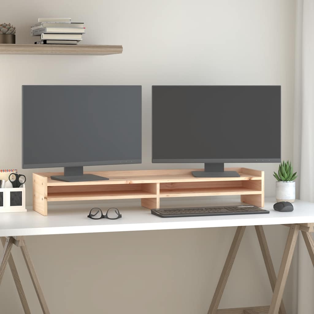 Monitor Stand 100x24x16 cm Solid Pine