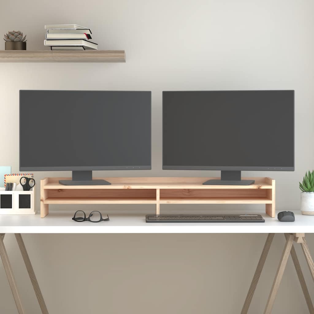 Monitor Stand 100x24x16 cm Solid Pine