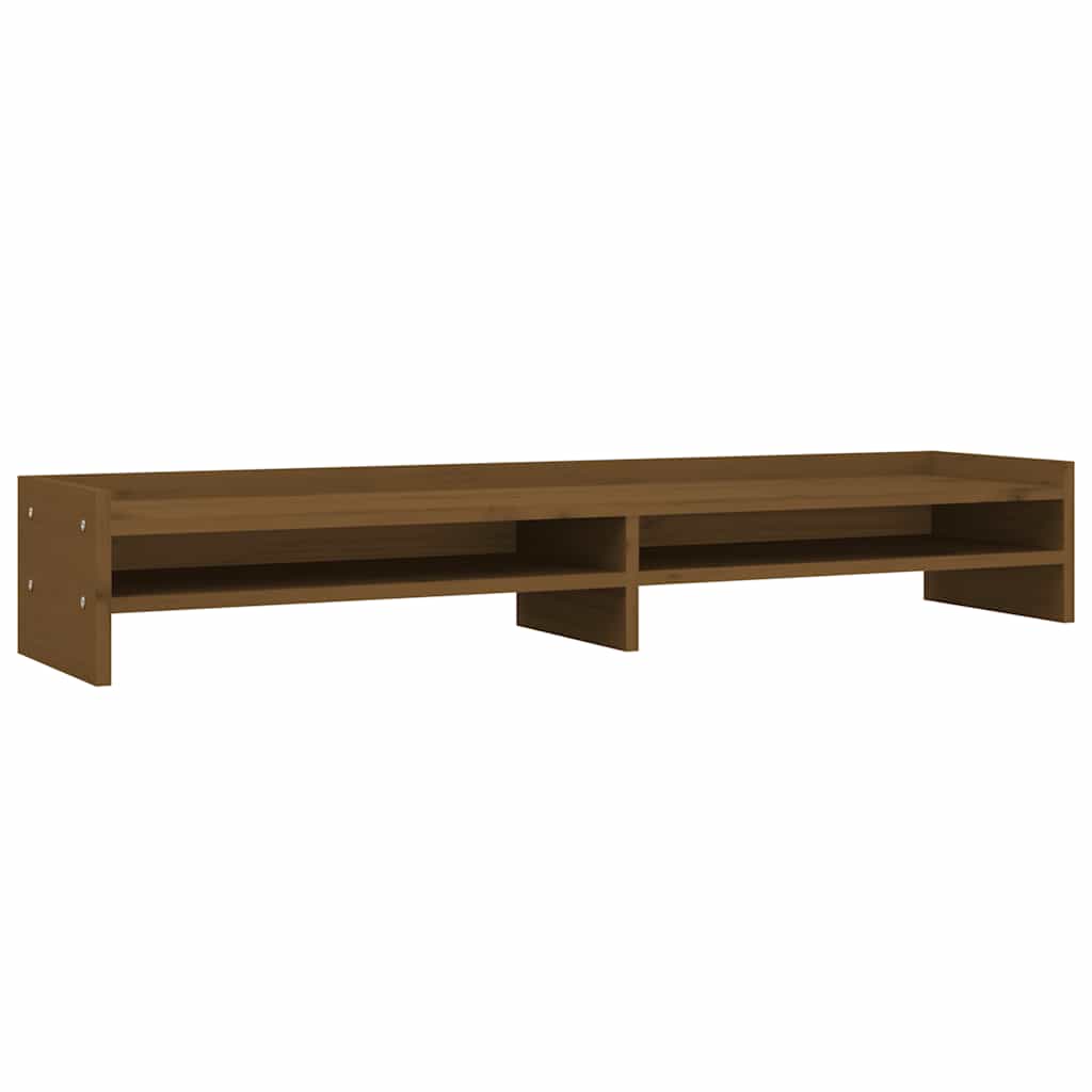 Support d'écran Miel Brun 100x24x16 cm Bois Massif Pin