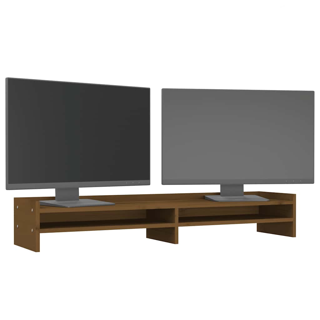 Support d'écran Miel Brun 100x24x16 cm Bois Massif Pin