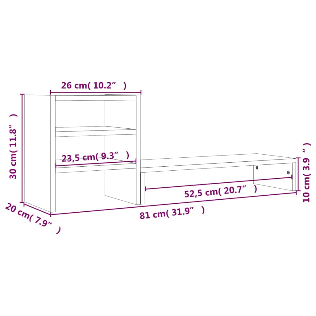 Support d'écran Marron Miel 81x20x30 cm Pin Massif