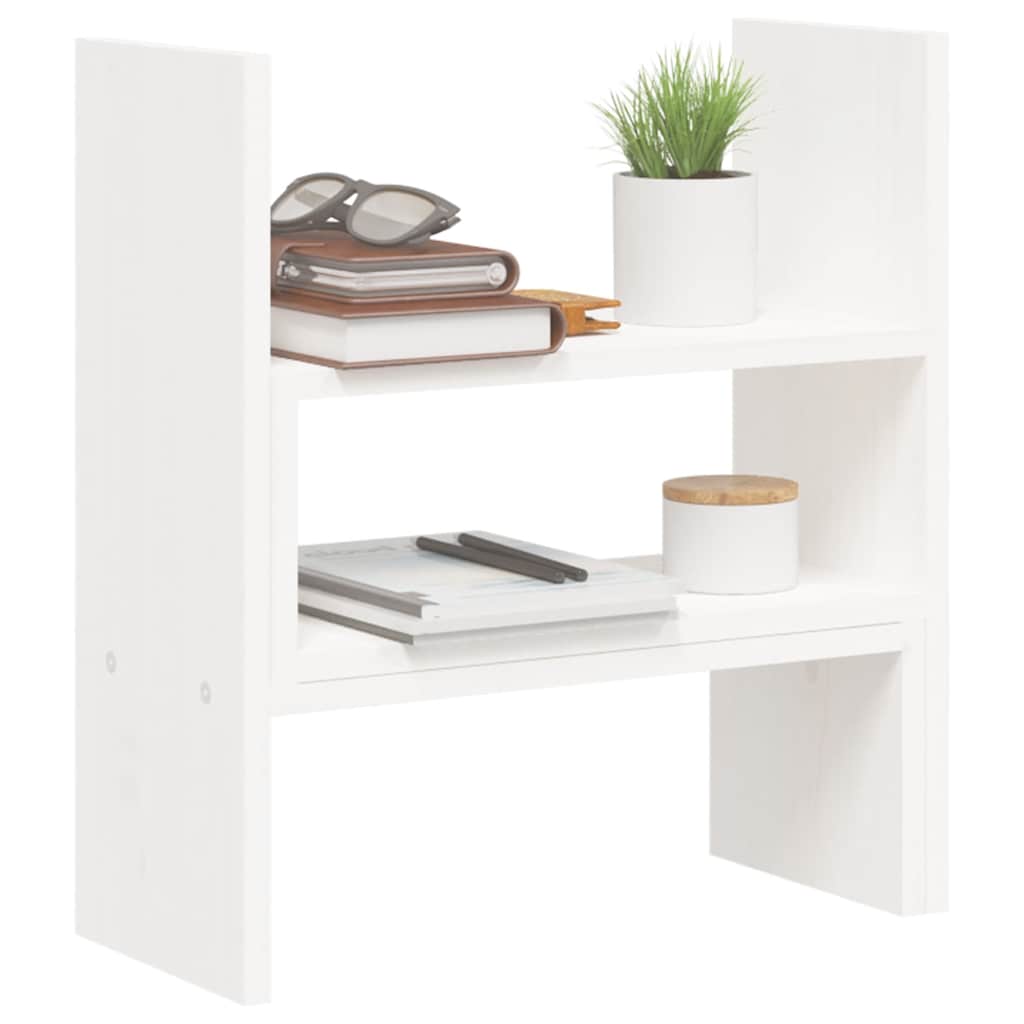 Support d'écran blanc (39-72)x17x43 cm Bois de pin massif
