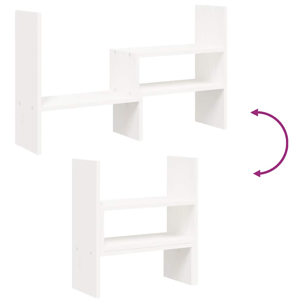 Support d'écran blanc (39-72)x17x43 cm Bois de pin massif