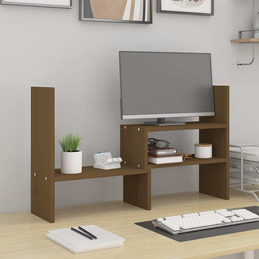 Support d'écran Marron Miel (39-72)x17x43 cm Bois Massif de Pin