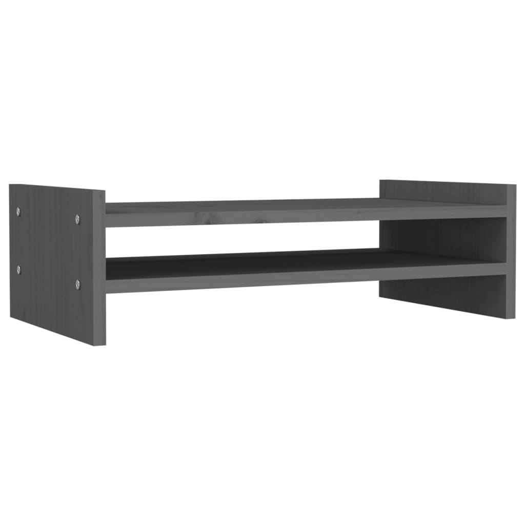 Rehausseur d'écran gris 50x27x15 cm pin massif