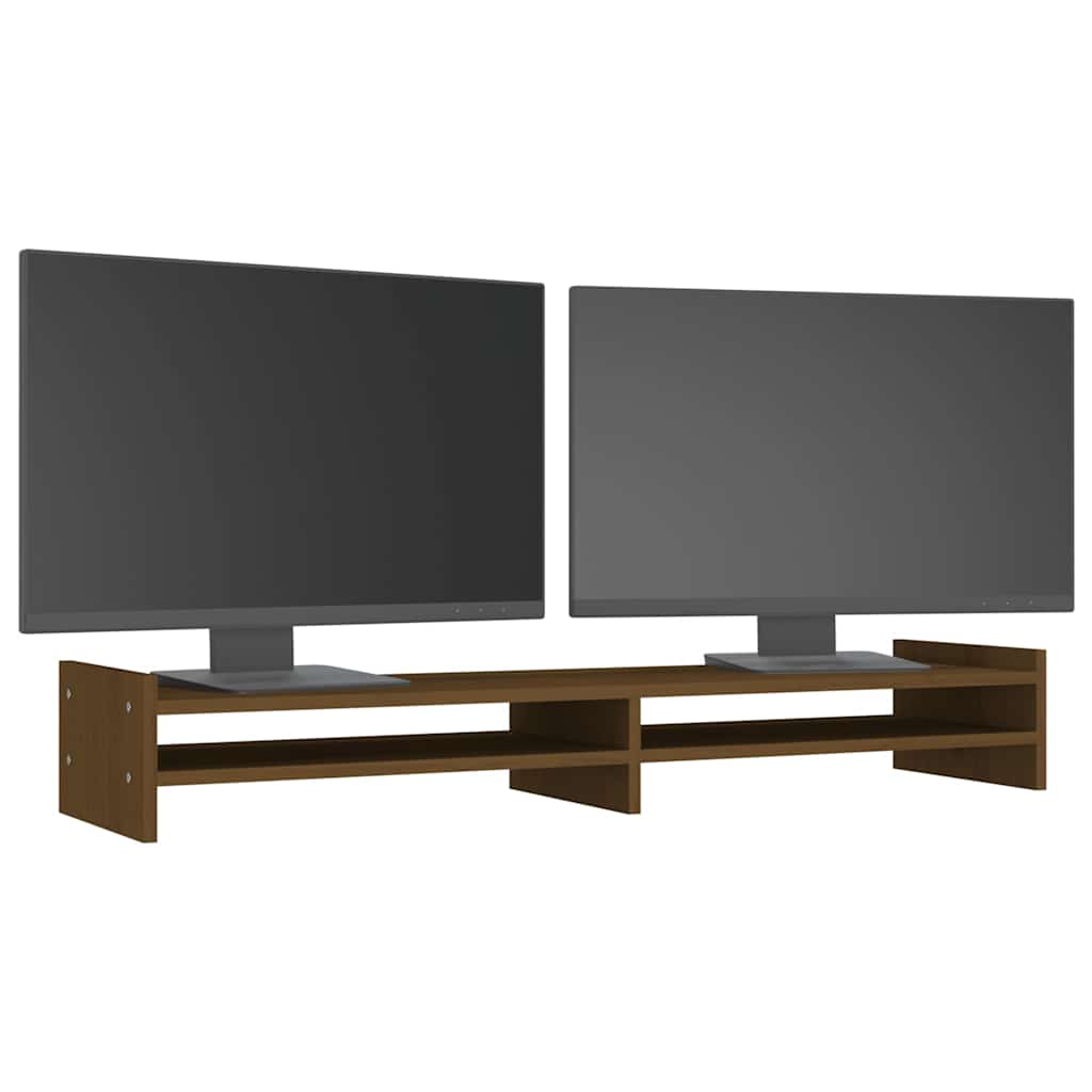 Support d'écran Marron Miel 100x27x15 cm Bois massif Pin