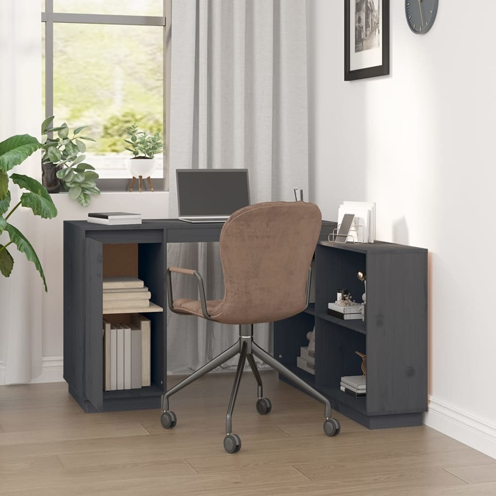 Desk Grey 110x50x75 cm Solid Pine Wood