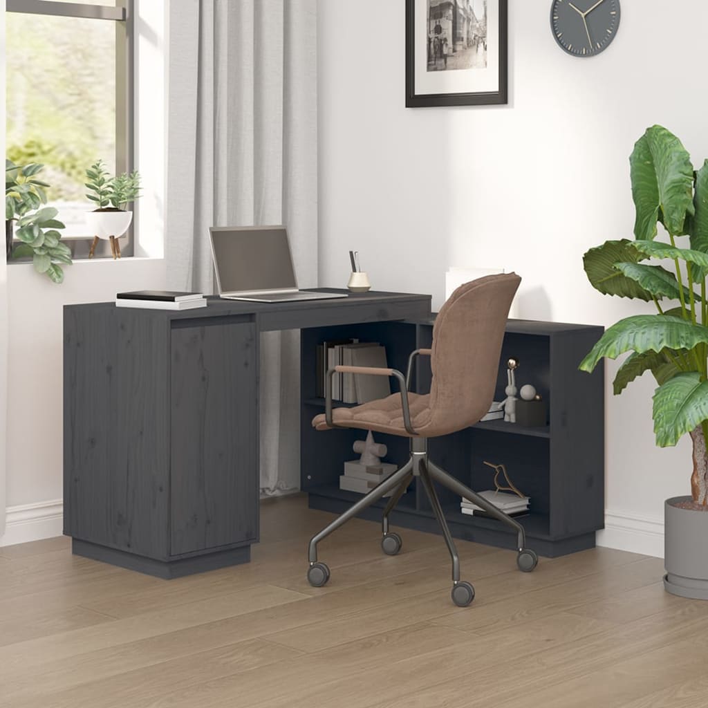Desk Grey 110x50x75 cm Solid Pine Wood