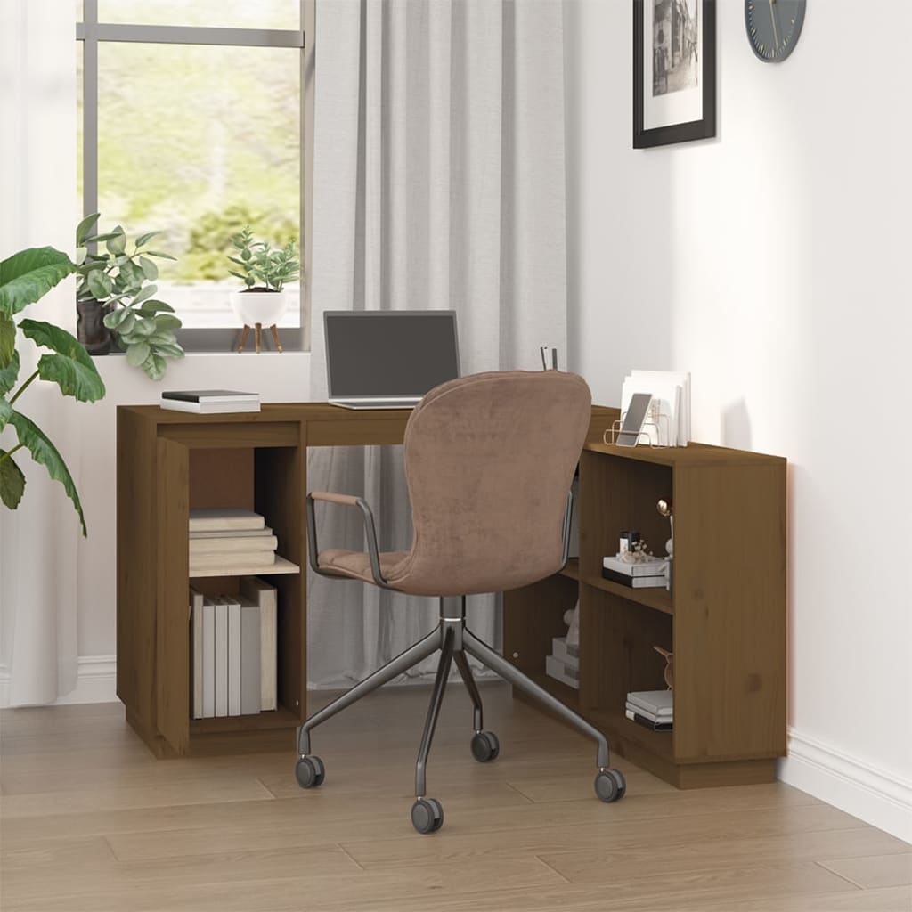 Bureau marron miel 110x50x75 cm pin massif