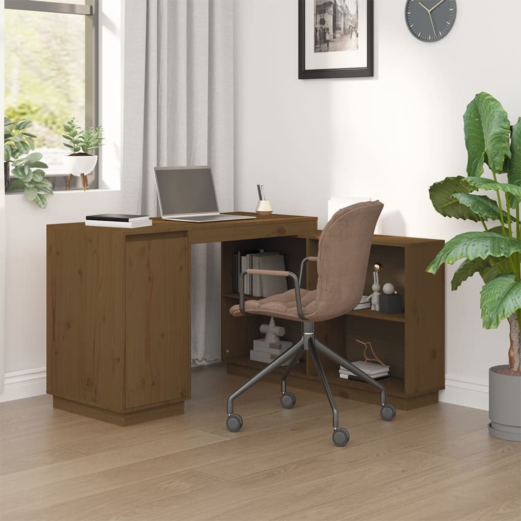 Bureau marron miel 110x50x75 cm pin massif