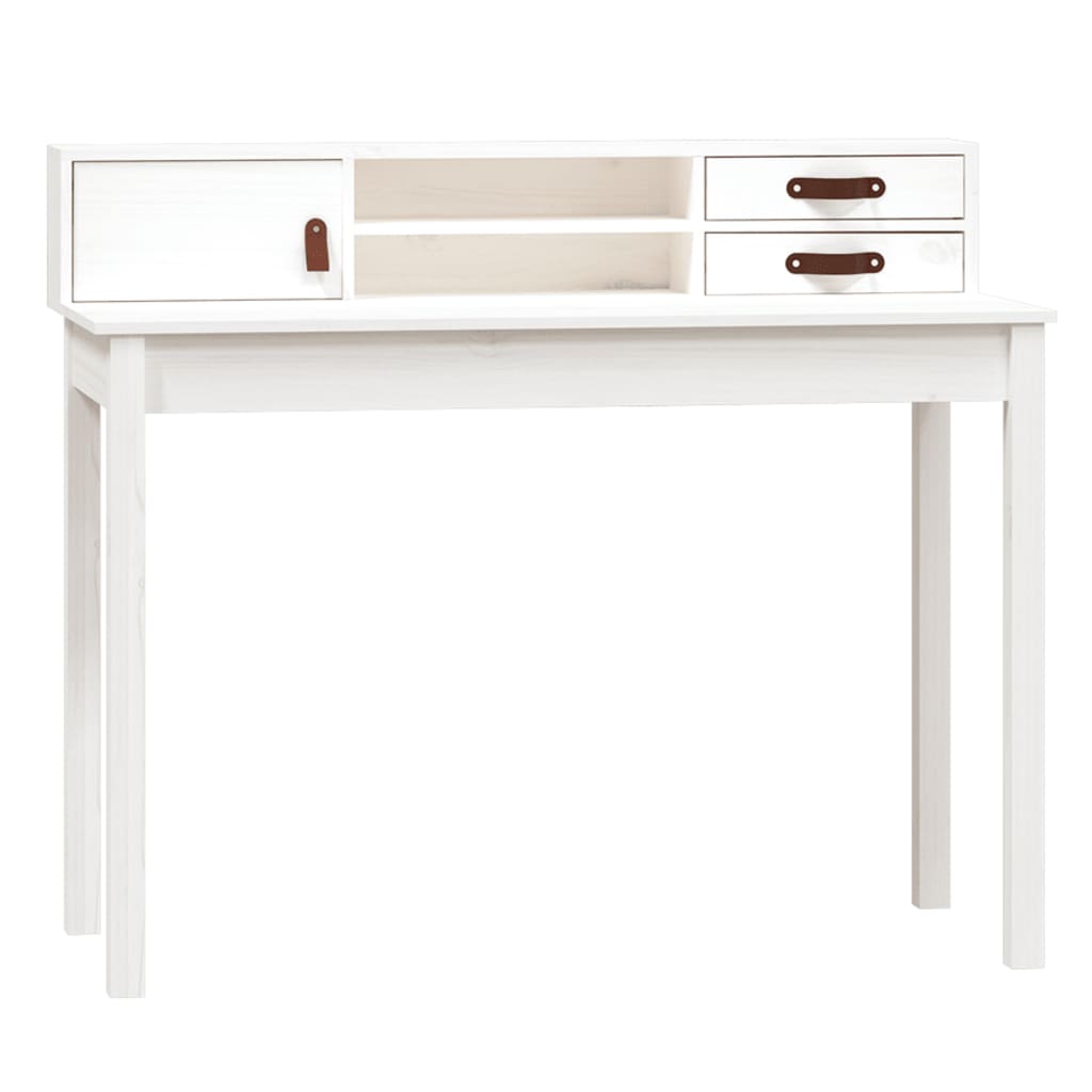 Desk White 110x50x93 cm Solid Pine