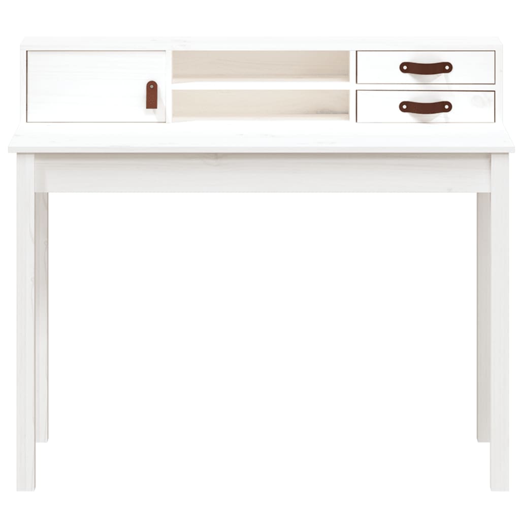Desk White 110x50x93 cm Solid Pine