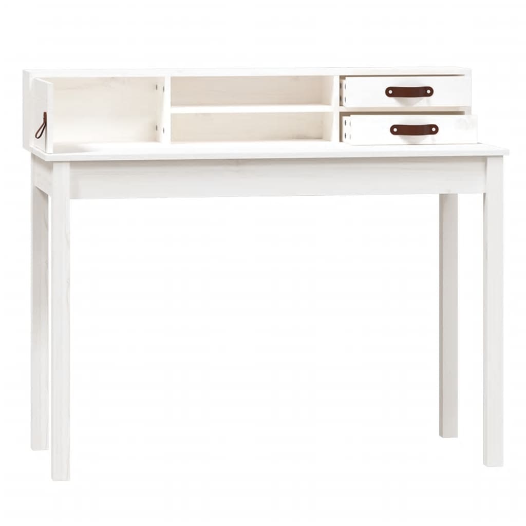 Desk White 110x50x93 cm Solid Pine