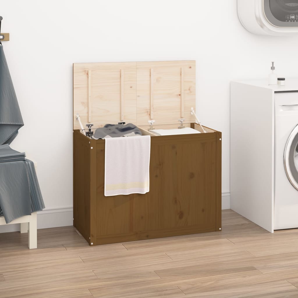 Laundry Chest Honey Brown 88.5x44x66 cm Solid Pine