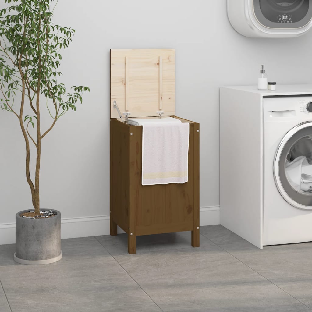 Laundry Chest Honey Brown 44x44x76cm Solid Pine