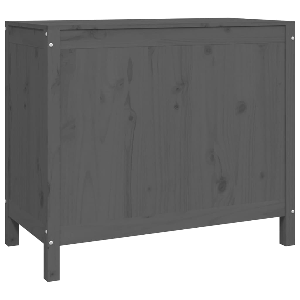 Coffre à linge gris 88,5x44x76 cm Pin massif