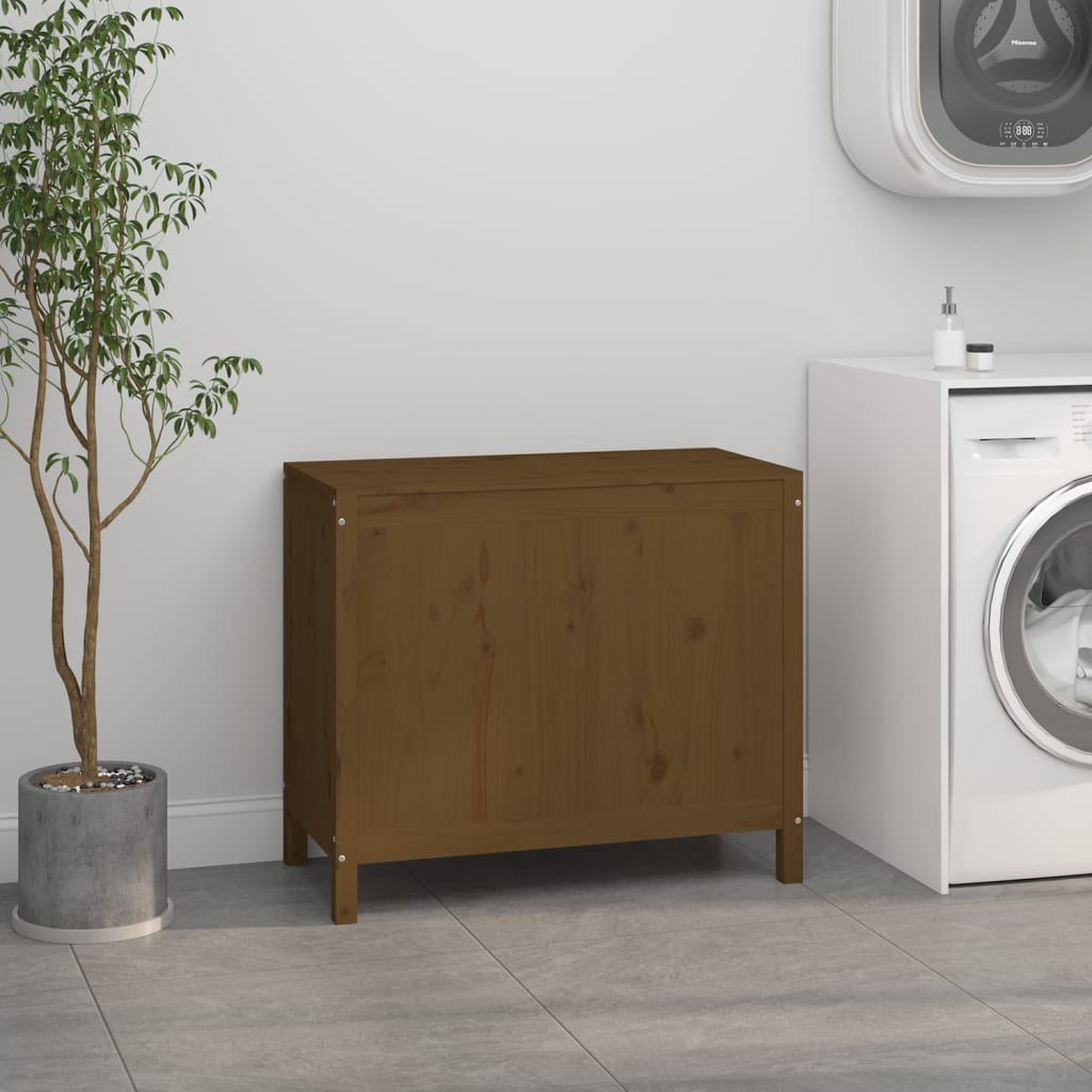 Coffre à linge Brun Miel 88,5x44x76 cm Pin Massif