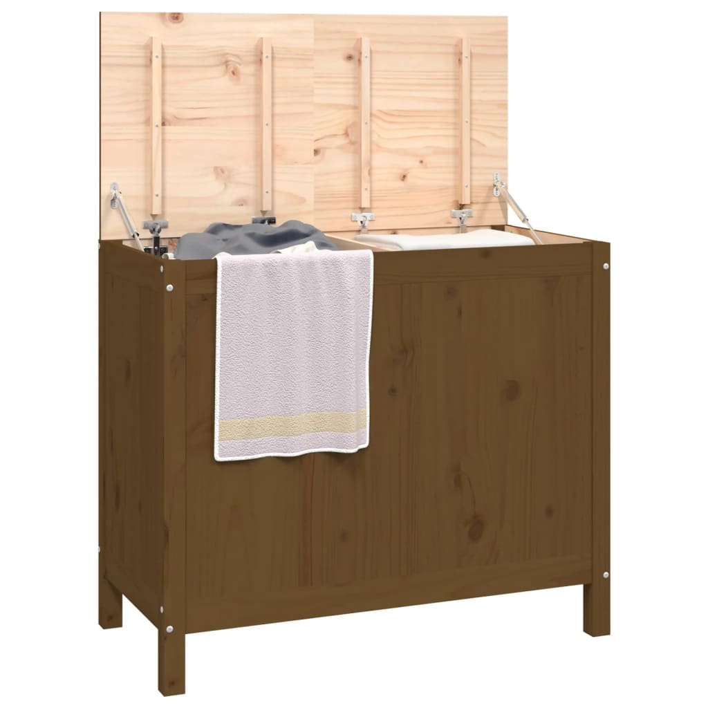 Coffre à linge Brun Miel 88,5x44x76 cm Pin Massif