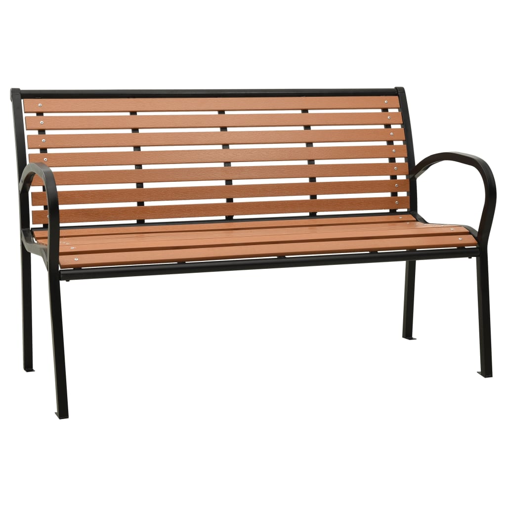 Gartenbank Schwarz und Braun 116 cm Stahl und WPC