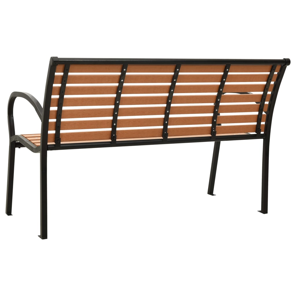 Gartenbank Schwarz und Braun 116 cm Stahl und WPC