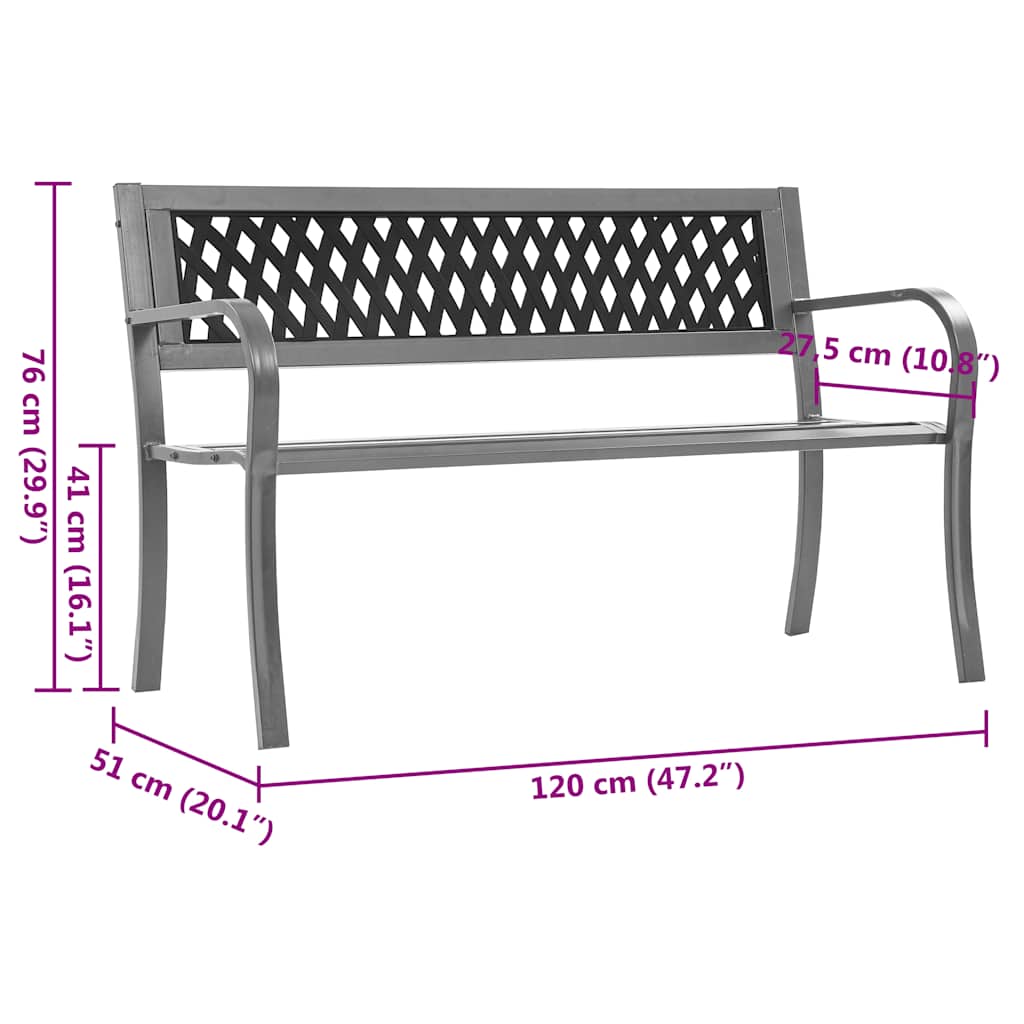 Gartenbank Schwarz 120 cm Stahl
