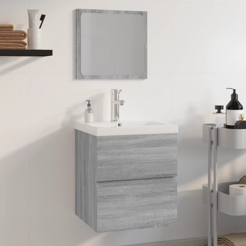 Badmöbel-Set Grau Sonoma Holzwerkstoff