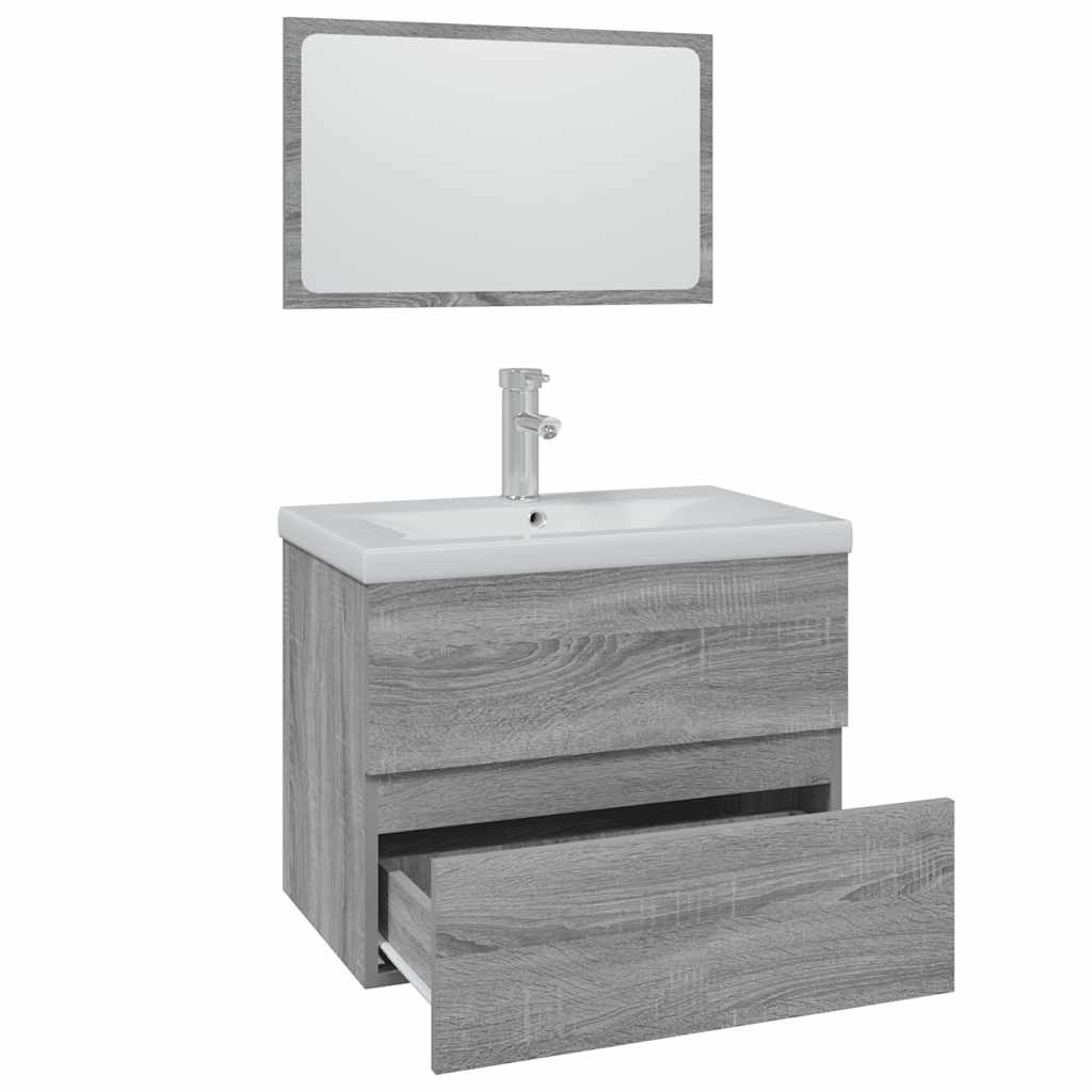Badmöbel-Set Grau Sonoma Holzwerkstoff