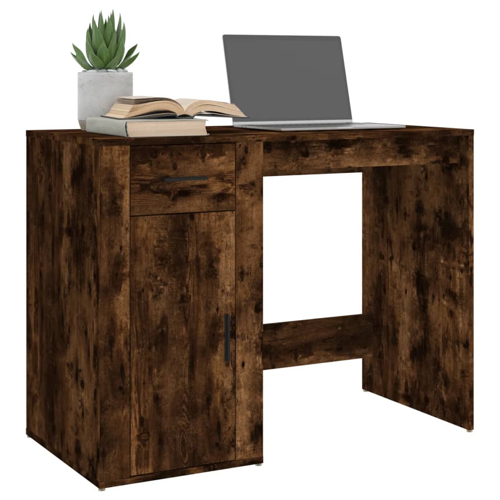 Bureau chêne fumé 100x49x75 cm matériau à base de bois