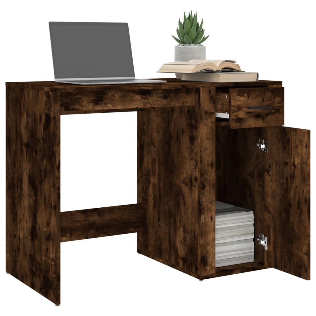 Bureau chêne fumé 100x49x75 cm matériau à base de bois