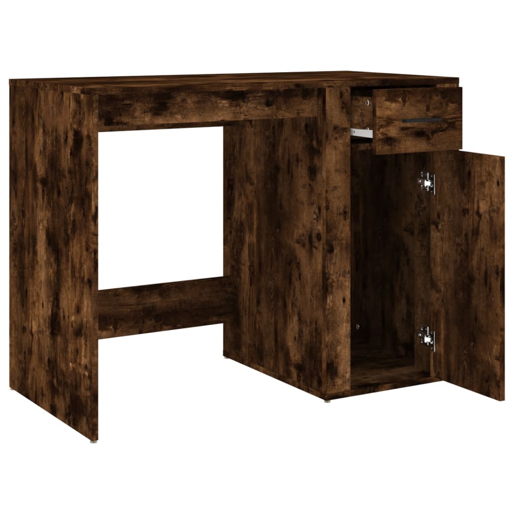 Bureau chêne fumé 100x49x75 cm matériau à base de bois