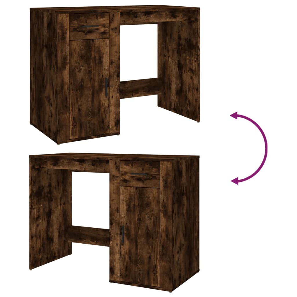 Bureau chêne fumé 100x49x75 cm matériau à base de bois