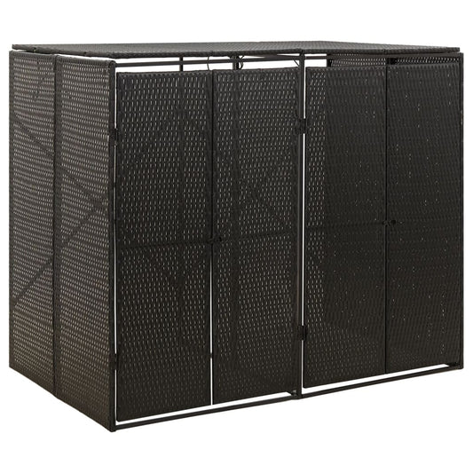 Wheelie bin storage for 2 bins black 140x80x117 cm poly rattan